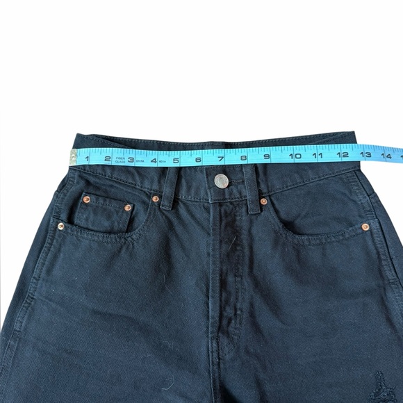 Pacsun Black Denim Distressed Wide Leg Jeans High Waisted Womens Approx Sz 25 - Picture 6 of 9